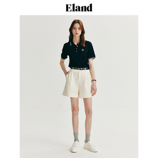 休闲上衣夏季 EEHWE24E02 T恤女polo衫 Eland衣恋短袖