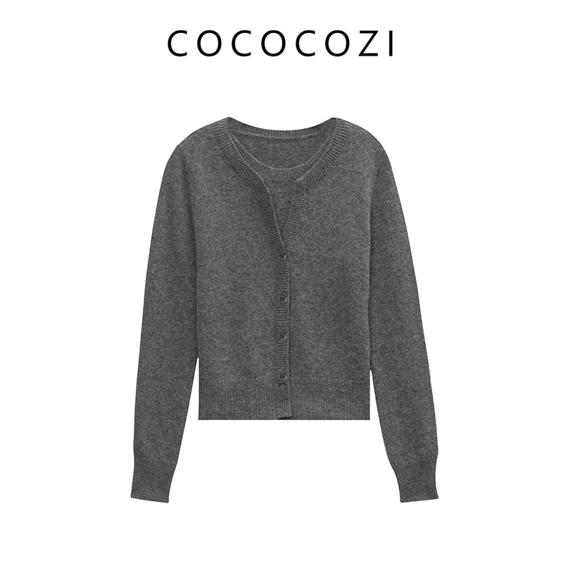 COCOCOZI秋季假两件女士秋冬针织衫243CO517M