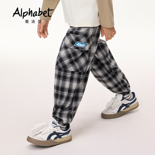 Alphabet爱法贝童装秋季男童梭织长裤193A221