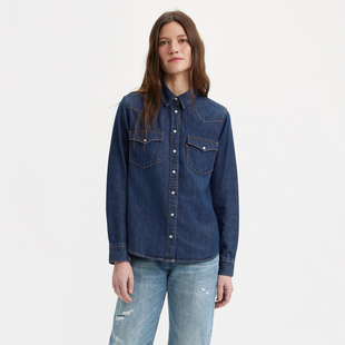 Levi's李维斯秋季女士牛仔衬衫简约舒适时尚潮流上衣86832-0017