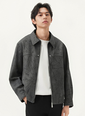 gxg.jeans男装  咖色满印潮流宽松翻领夹克外套男士 J25D211033