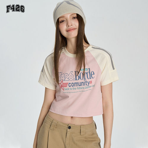 F426国潮牌情侣宽松夏季短款星星字母排版撞色短袖T恤BDDX24SS-6047