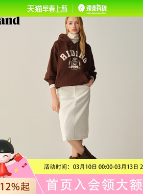 Eland衣恋卫衣女宽松连帽运动休闲上衣2025冬季EEMTF4TE02