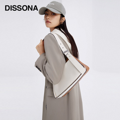 DISSONA迪桑娜小众设计女包拼色单肩斜挎包通勤包高级感腋下包