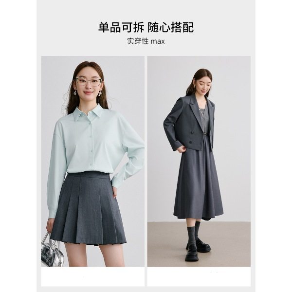 衣香丽影灰色西装短外套半身裙套装女2025年春季学院风两件套951245904