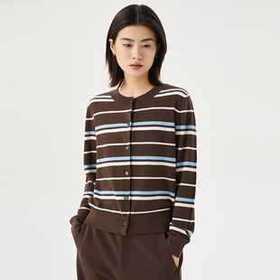 开衫 OTT 女士条纹圆领
