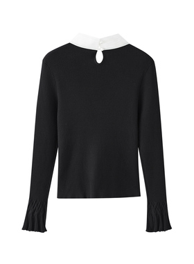 COVEN GARDEN/哥文花园修身黑色丝质系带针织衫女