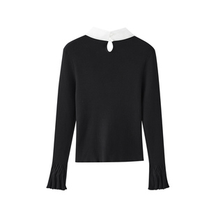 黑色丝质系带针织衫 哥文花园修身 女 GARDEN COVEN