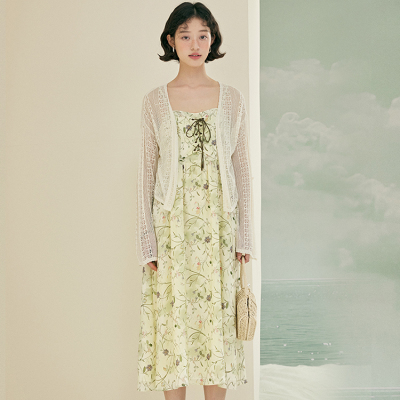 pit  2024夏装时尚清新柔软舒适吊带印花连衣裙103C420146