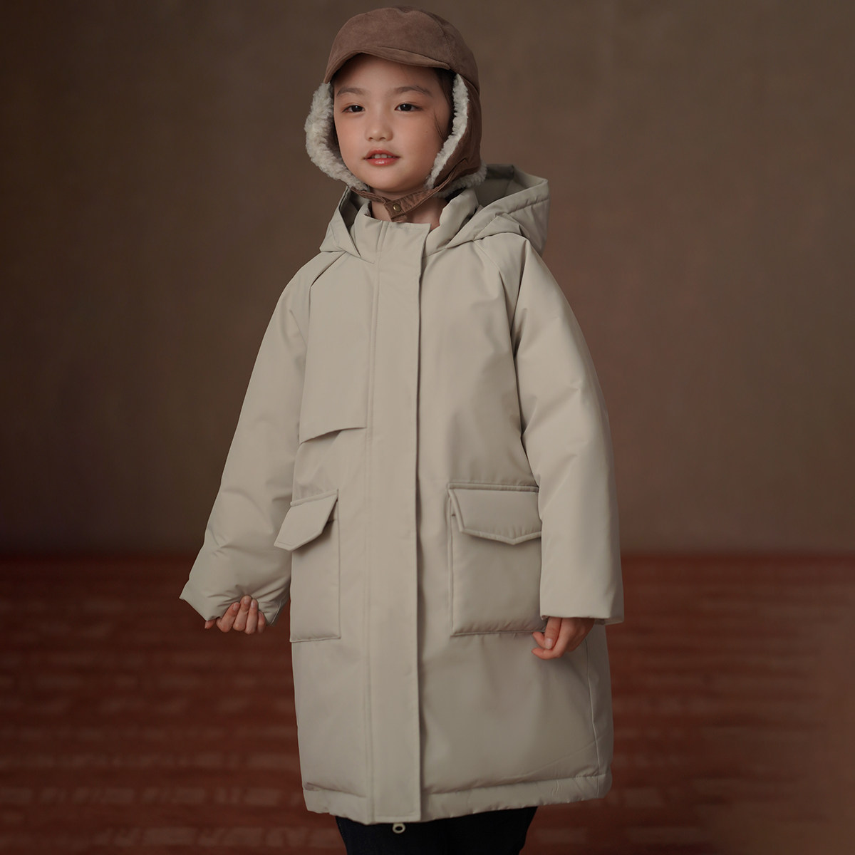 哈齿童装冬季儿童派克服保暖中长羽绒服男童女童羽绒外套加厚防水