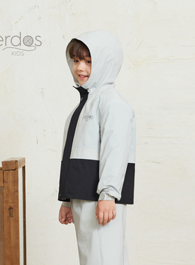 erdosKIDS 鄂尔多斯童装 拉链儿童连帽宽松长袖外套