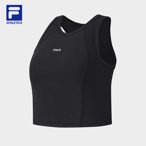 FILA 斐乐女士运动背心2026夏新款健身训练打底内衣黑色上衣A11W621124F