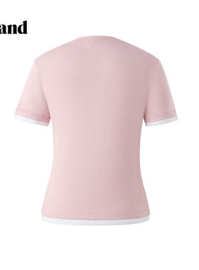 Eland衣恋T恤女短袖微宽松V领上衣2025夏季