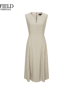 Scofield女装法式气质无袖连衣裙圆领收腰A字裙摆2025夏季