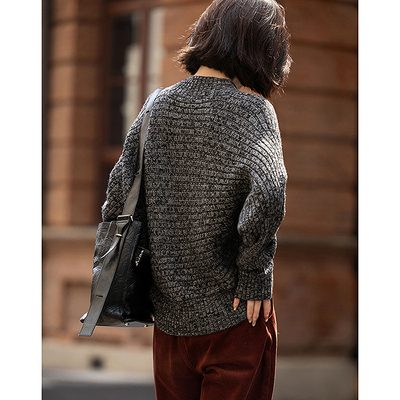 dme德玛纳【纤柔舒适】冬季优雅立领连袖线衫花纱气质小个子针织衫女上衣G540420340403