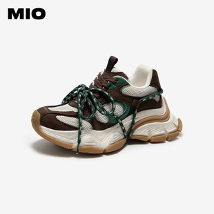 MIO米奥时尚休闲鞋2026春季圆头厚底6cm增高老爹鞋运动鞋女鞋
