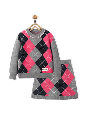 MINIPEACE太平鸟童装女童套装 学院风毛衣两件套