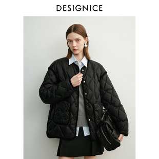 迪赛尼斯 通勤宽松 长袖圆领羽绒服女