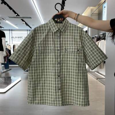 太平鸟男士时尚休闲短袖衬衫B2CJF222M