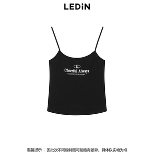 乐町夏季简约字母印花吊带背心女C2CQF2124