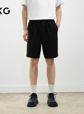 GXG男士 短裤明线装饰黑色五分裤男士休闲短裤 G25D222009