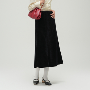 jsister 2025年冬季时尚黑色修身鱼尾半身裙