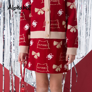 Alphabet爱法贝童装春季女童柔软弹力夹金纱闪耀红色短裙191M724