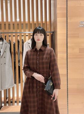 FEIZI菲姿秋女士时尚气质含羊毛连衣裙F2W460