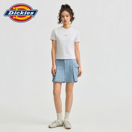 Dickies帝酷适美式潮修身短款圆领短袖T恤女士小Logo休闲上衣【DK0A8CNH-XIN】