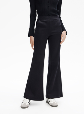 Dekashell/迪卡轩2025秋季新款女士黑色低腰阔腿裤M356011