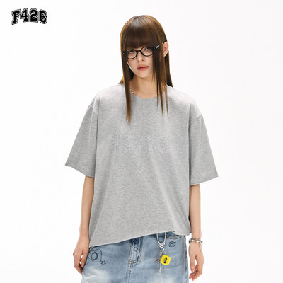 F426国潮牌夏季宽松休闲百搭美式烫钻短袖T恤BDDX25XJ-7104