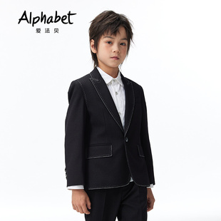 Alphabet爱法贝童装秋季男童黑色手工供针工艺尊贵典雅西装外套U33L022