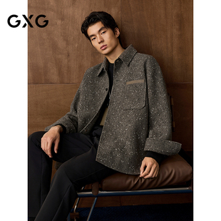 GXG男装 商场同款复古提花短大衣 2025年冬季新品G25X064011