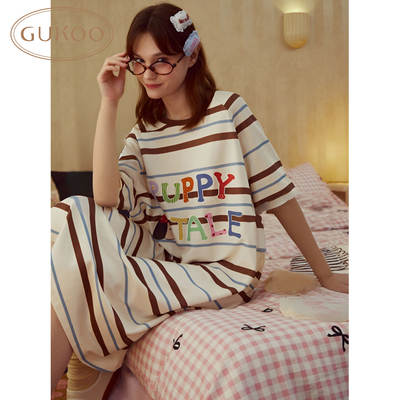 Gukoo/果壳睡裙女春夏轰轰小狗舒适可外穿女家居服睡裙725023403601