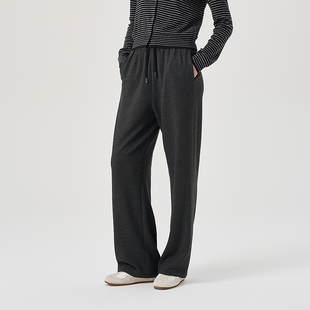 OTT宽松直筒裤 女抽绳松紧简约运动休闲裤