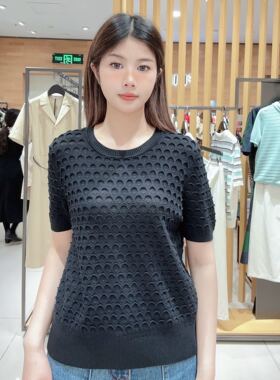 FEIZI菲姿女士时尚简约短袖针织衫F4B852