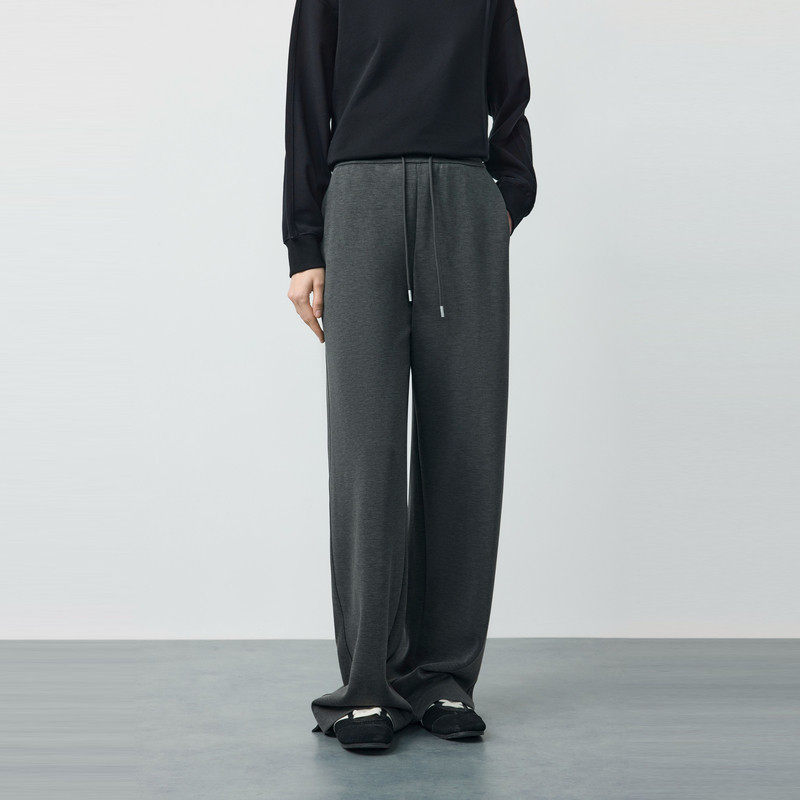 PRICH简约橡筋腰头直筒面膜裤2026春垂坠软糯显瘦休闲长裤女