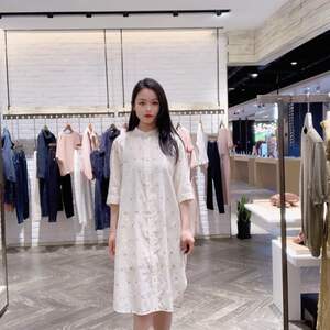 LanaFaY 女士宽松简约衬衫式连衣裙L3X128