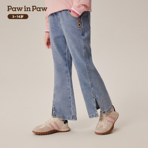 PAWINPAW卡通小熊童装女童牛仔裤休闲喇叭裤舒适PCTJE3822K