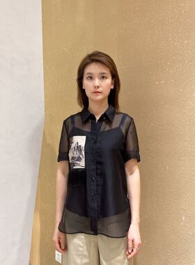 IDPAN气质优雅女士短袖衬衫2W2C31191