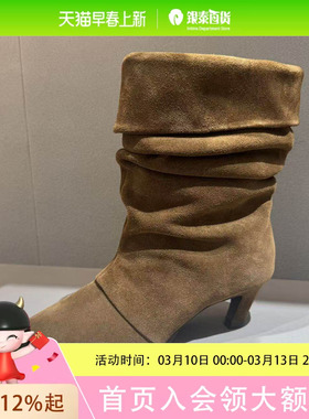 ASH女鞋2025秋冬欣款VIGREE珍皮尖头高跟堆堆裤靴女骑士靴西部靴子AP303L02029