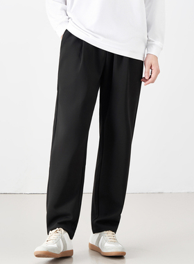 gxgjeans男装 休闲裤2024年黑色简约直筒裤子针织长裤潮J24D023016