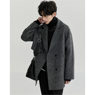 斜纹活页设计男式 25冬季 羊毛 大衣 鹅绒内胆