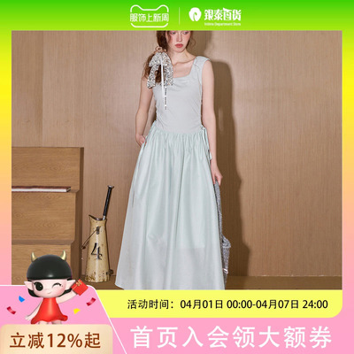 coolhut方领无袖背心连衣裙收腰显瘦2025夏季女式长裙法式初恋风