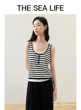 THESEALIFE欧海一生 假两件撞色背心女2025春D19312