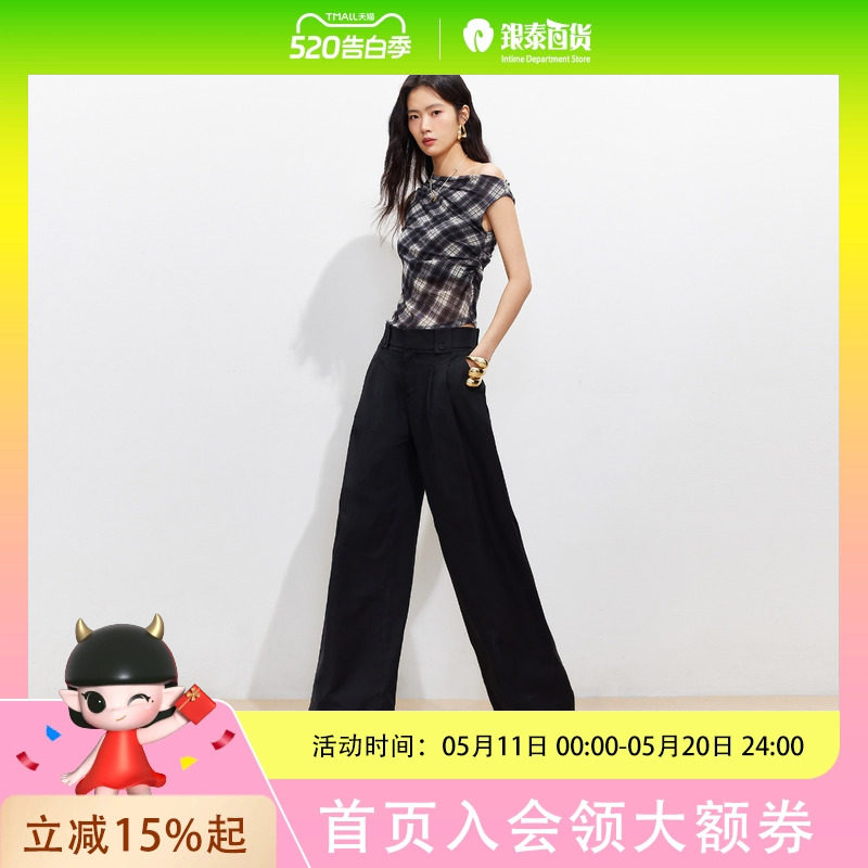 Vero Moda休闲裤女2026春款双层腰头压褶阔腿裤3261PL022
