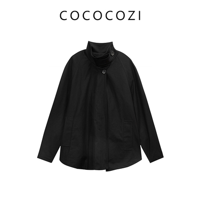 COCOCOZI短款风衣外套女秋冬立领243CO036F