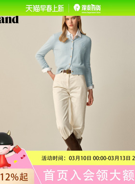 【100%美丽诺羊毛】Eland衣恋毛针织衫女圆领开衫2025冬季新款EECKF4VB51