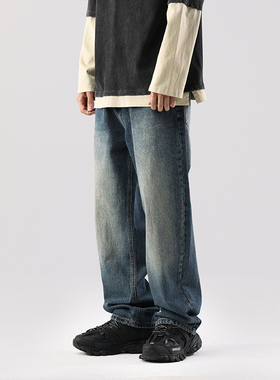 KCOR【94%棉】渐变色复古做旧牛仔裤男士春秋夏季时尚潮流阔腿裤9K0GH31075
