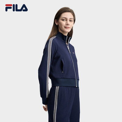 FILA 斐乐女士针织长袖外套2026夏时尚休闲立领上衣F11W628505F
